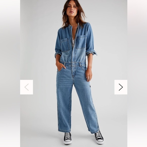 Nwt Free people x Sandrine Rose Denim Jumpsuit Size Large